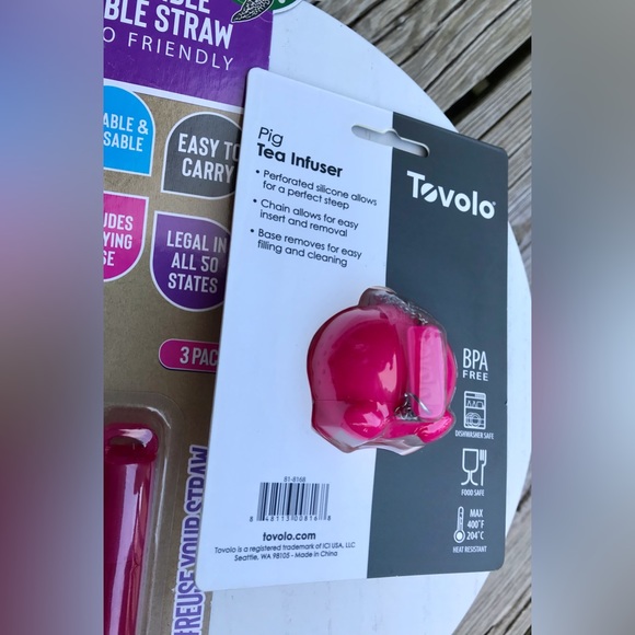 Lot Kitchen Tea Beverage TEVA Pig Tea Infuser Fish Infusers Reusable Straw - Picture 4 of 10